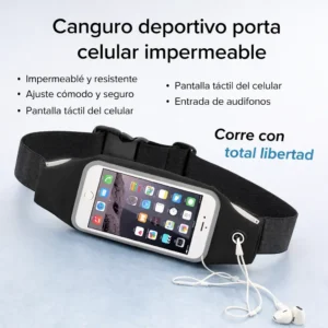 Riñonera Deportiva Impermeable Porta Celular Ajustable Running