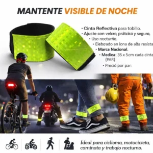 Cintas Reflectivas X2 Bandas Para Tobillo Deportes Ciclismo