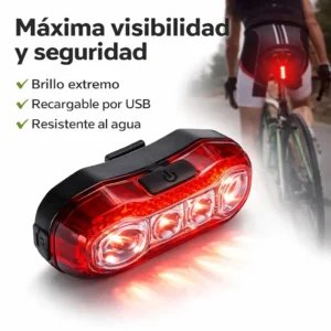 Luz Trasera LED Recargable USB para Bicicleta Alta Potencia Impermeable