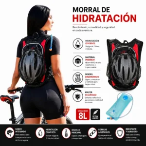 Morral Hidratación Profesional MTB 600D | Térmico, Impermeable y Vejiga 2L Camelback