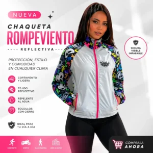 Chaqueta Dama Reflectiva Rompevientos Ciclismo y Moto Owl