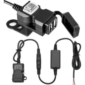 Cargador USB Dual para Motocicleta Impermeable 9V-24V con Interruptor