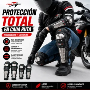 Kit de Protección ProBiker | Rodilleras y Coderas con Blindaje de Acero y Espuma EVA