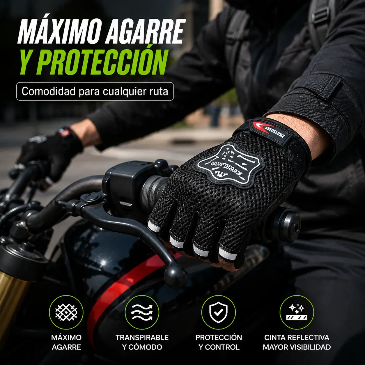 Guantes Multideporte Owl Riders | Antideslizantes con Reflectivo para Ciclismo, Moto y Gym - Image 4