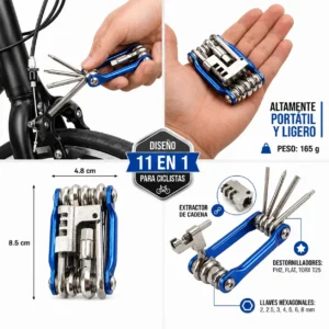 Multiherramienta para Bicicleta 11 en 1 con Tronchacadenas y Torx T-25 | Edición Ultra Compacta H-128