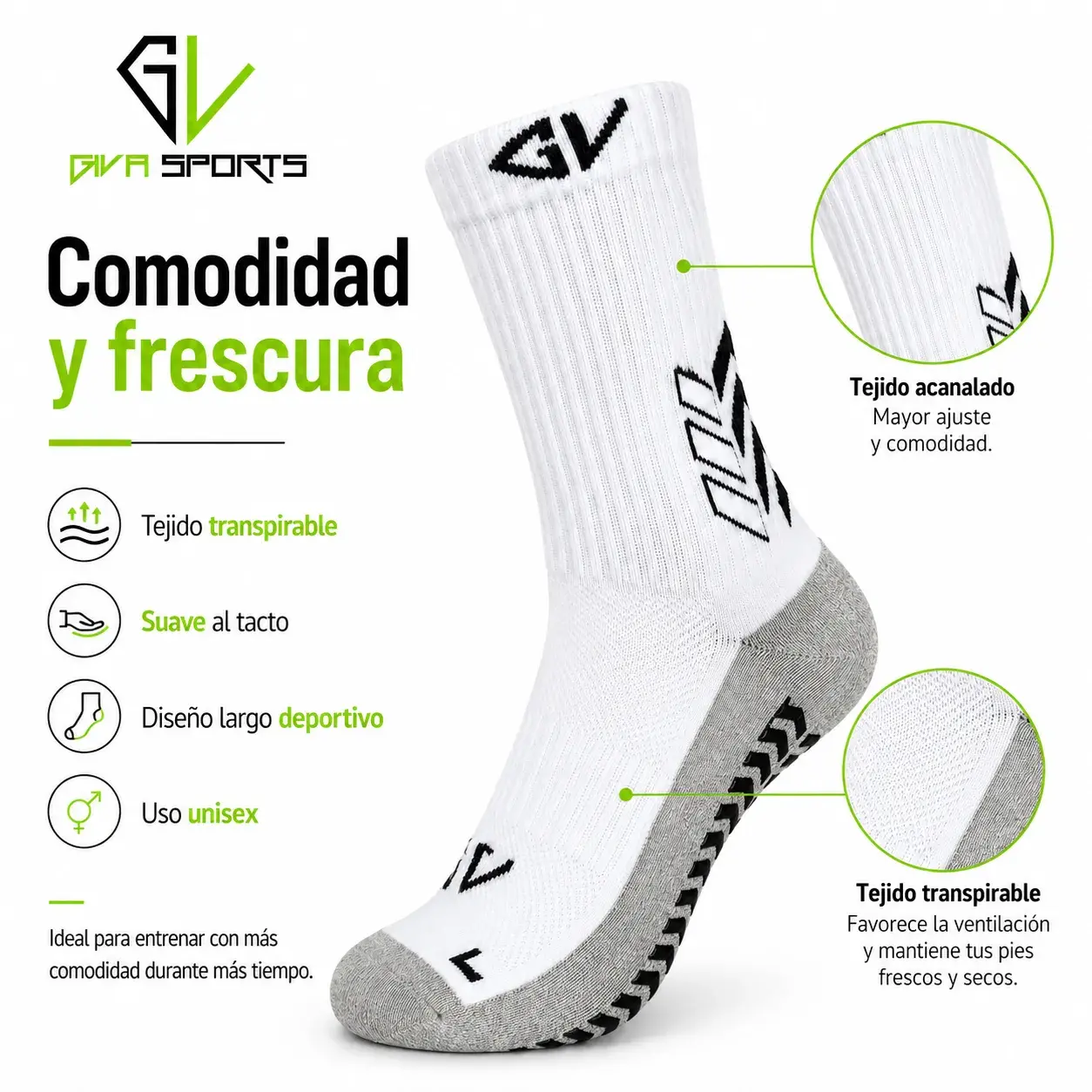 Medias Deportivas Antideslizantes Giva Sports Grip Calcetines Fitness Gym Fútbol Pilates - Image 2